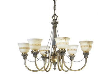 MILA 27089/6 - Antique Brass finish chandelier with alabaster by Possoni Illuminazione - view 2